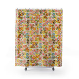 Cute Kitschy Floral Baby Animals Shower Curtain