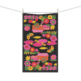 Retro Kitschy Mod Floral Home Cotton Tea Towel