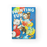 Cute Retro Painting Fun Kitty, Puppy and Duck Hardcover Notebook