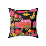 Retro Kitschy Mod Floral Home Throw Pillow