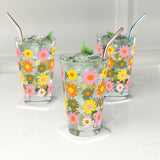 Retro Mod Daisy Tumbler Drinking Glass
