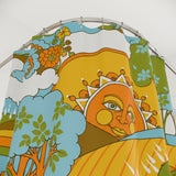Retro 60s Psychedelic Sun and Swans Shower Curtain