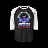 Fuck Off Like Totally Skeletor Retro Raglan Baseball Shirt
