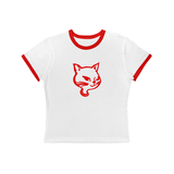 90's Winking Kitty Women's Ringer Tee