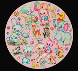 Cute Retro Vintage Kitschy Critters Rug
