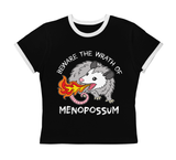Beware the Wrath of Menopossum Women's Cropped Ringer Tee