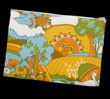 Retro 60s Psychedelic Sun and Swans Zipper Pouch