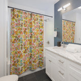 Cute Kitschy Floral Baby Animals Shower Curtain