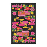 Retro Kitschy Mod Floral Home Cotton Tea Towel