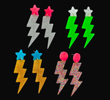 New Wave Glitter Lightning Bolt Earrings