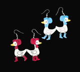 Goose in Boots Dangle Earrings