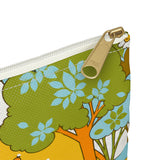 Retro 60s Psychedelic Sun and Swans Zipper Pouch
