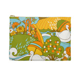 Retro 60s Psychedelic Sun and Swans Zipper Pouch