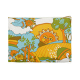 Retro 60s Psychedelic Sun and Swans Zipper Pouch