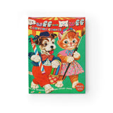 Cute Retro Kitty and Puppy Hardcover Notebook