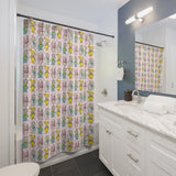 Cute Retro Kitschy Rubber Face Toys Shower Curtain