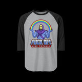Fuck Off Like Totally Skeletor Retro Raglan Baseball Shirt