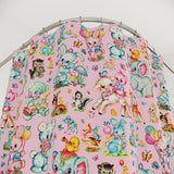 Pink Retro Kitschy Baby Animals Shower Curtain
