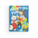Cute Retro Painting Fun Kitty, Puppy and Duck Hardcover Notebook