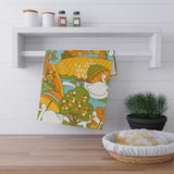 Retro 60s Psychedelic Sun and Swans Cotton Tea Towel