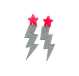 New Wave Glitter Lightning Bolt Earrings