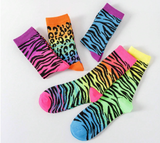 Retro Lisa Frank Inspired Neon Animal Print Socks