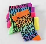 Retro Lisa Frank Inspired Neon Animal Print Socks