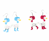 Goose in Boots Dangle Earrings