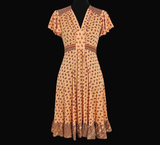 Pretty Peach Floral Vintage 70's Dress