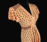 Pretty Peach Floral Vintage 70's Dress