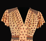 Pretty Peach Floral Vintage 70's Dress