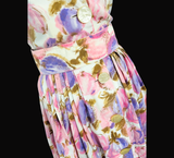 Pastel Pink & Purple Floral Fruit Vintage 60's Dress