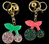 Glitter Cherry Keychains