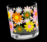 Retro Mod Daisy Lowball Drinking Glass