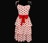 Vintage 80s Ruffled Red Polka Dot Dress