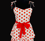 Vintage 80s Ruffled Red Polka Dot Dress