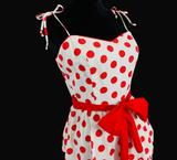 Vintage 80s Ruffled Red Polka Dot Dress