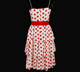 Vintage 80s Ruffled Red Polka Dot Dress