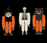 Retro Beistle Halloween Decorations - Witch, Skeleton and Black Cat Tissue Dancers