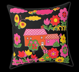 Retro Kitschy Mod Floral Home Throw Pillow