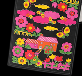 Retro Kitschy Mod Floral Home Cotton Tea Towel