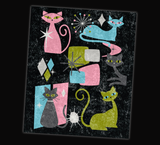 Mid-Century Kitties Velvet Blanket