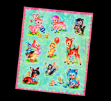 Cute Kitschy Baby Animals Sparkly Sticker Sheets