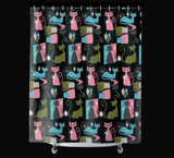 Mid-Century Kitties Shower Curtain