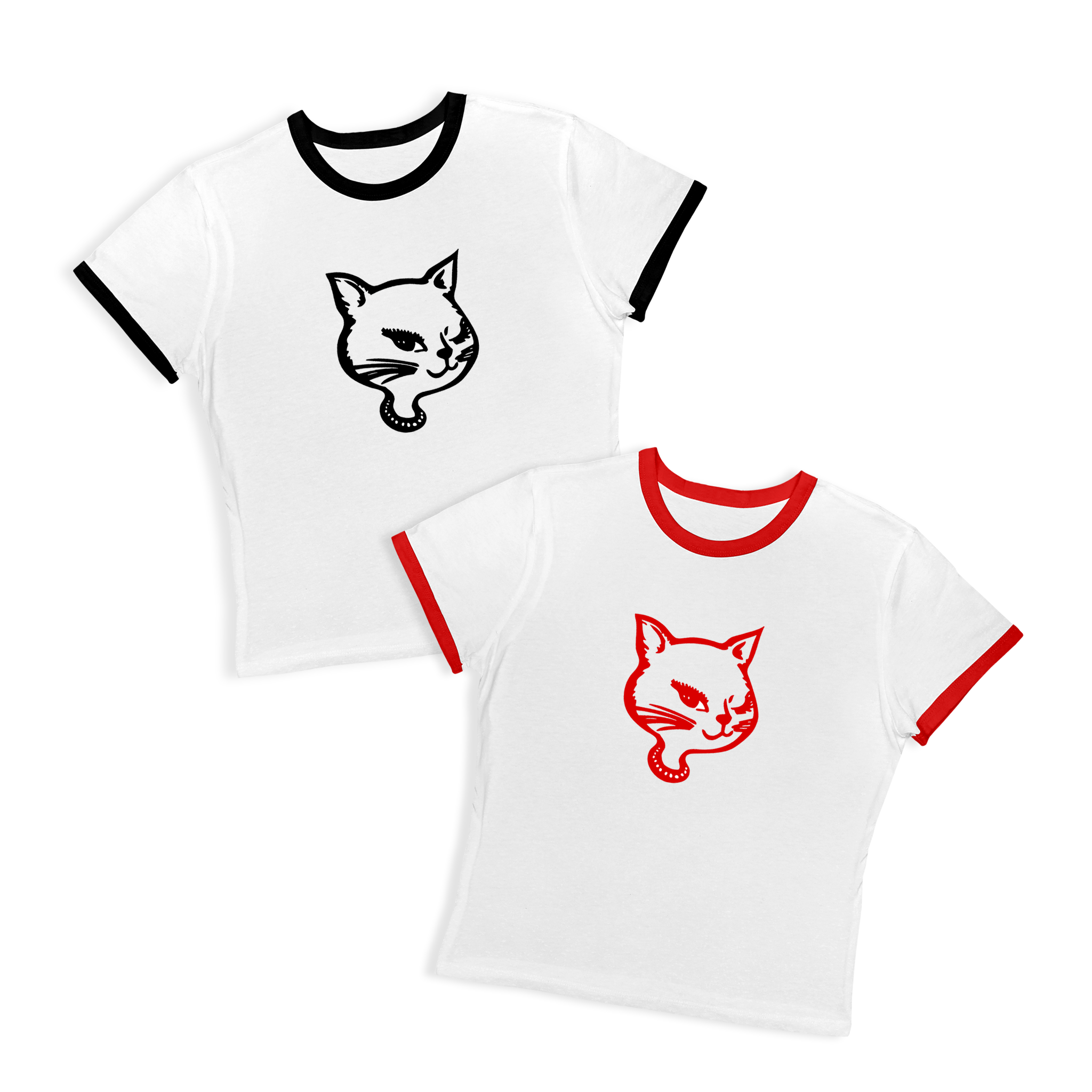 90's Winking Kitty Women's Ringer Tee