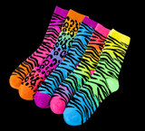 Retro Lisa Frank Inspired Neon Animal Print Socks