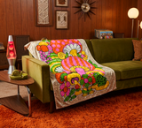 Groovy Garden Retro 70s Crushed Velvet Blanket