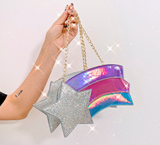Retro 80s Holographic Glitter Shooting Star Purse