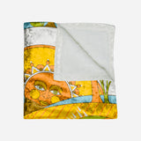 Retro 60s Psychedelic Sun and Swans Crushed Velvet Blanket