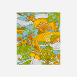 Retro 60s Psychedelic Sun and Swans Crushed Velvet Blanket